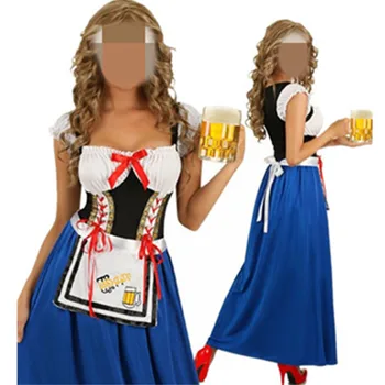 Nowa Dostawa, Modny Strój Niemiecki Piwa Pokojówki, Niebieski Kobiecy Seksowny Kostium Cosplay Na Piwny Oktoberfest, Sukienka