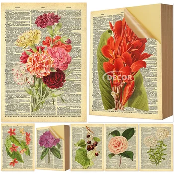 Retro Kwiatowy Rynek Naklejki Ścienne Kwiaty na Książkach Ścienny Artystyczny Plakat Biurowe Malarstwo Salon Dekoracji Tapety Ścienne