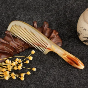 Autentyczny, Naturalny, Czysty Róg Grzebień Głowica Drewniane Grzebienie Anty-Off Proste Włosy Statyczny Duże, Domowe Prezent Grzebienie Do Włosów Dla Dzieci Wyprzedaż