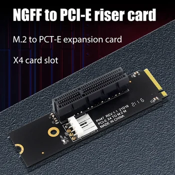 NGFF M. 2 PCI-E 4X Riser Card M2 M Klucz Do karty PCIe X4 Ze Wskaźnikiem led SATA Power Riser Do kopania Bitcoinów