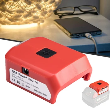 Czerwony Ładowarka USB Adapter Baterii z Podświetleniem Led 18 W-20 W Źródło Zasilania Światło do Pracy Dual USB Przenośna maszyna do obróbki Drewna Narzędzia Latarka