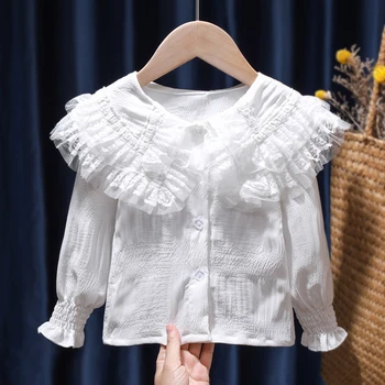 Wiosenno-jesienna odzież Dziecięca, Bawełniana Koszulka w jednolitym kolorze Dla dziewczynki, Bluzki z długim rękawem, Koszula, odzież Casual dla małych dzieci, Bluzki