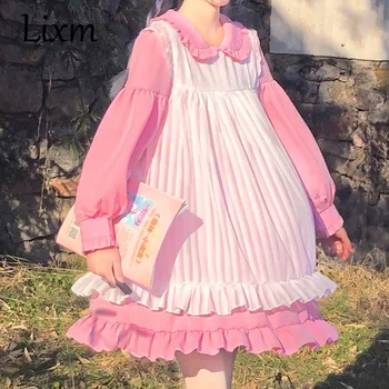 Japoński strój Loli w stylu lolity z kołnierzykiem Piotrusia pana, sukienka w stylu lolita, strój uczennicy, wspaniały gotycki strój w stylu lolita, damska odzież кавайная